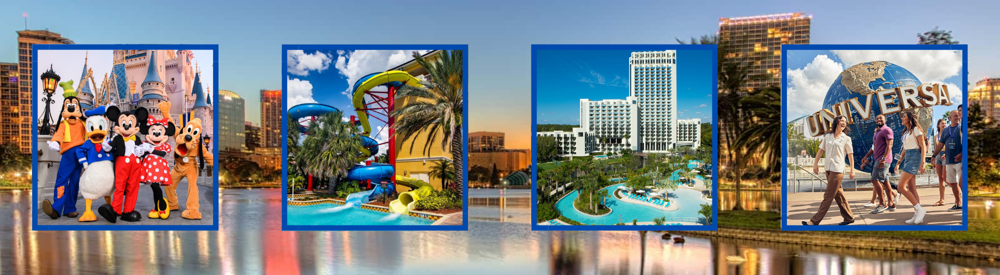 WDW Packages Header asset with Disney World, Orlando Resorts, Hilton Buena Vista Palace, and Universal Studios